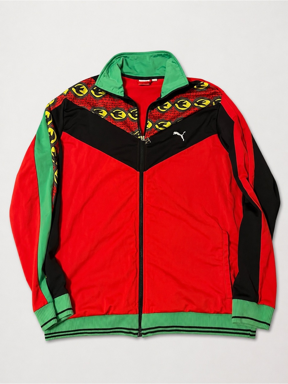 Puma Red and Green Colorblock Bomber Jacket